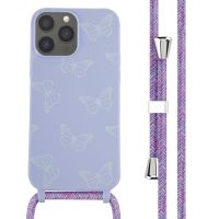 iMoshion Siliconen design hoesje met koord iPhone 13 Pro Max - Butterfly