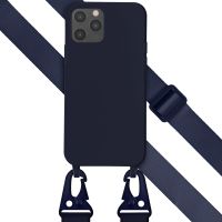 Selencia Siliconen hoesje met afneembaar koord iPhone 12 (Pro) - Donkerblauw
