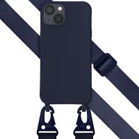 Selencia Siliconen hoesje met afneembaar koord iPhone 13 - Donkerblauw
