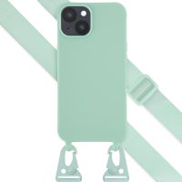 Selencia Siliconen hoesje met afneembaar koord iPhone 14 - Turquoise