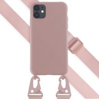 Selencia Siliconen hoesje met afneembaar koord iPhone 11 - Sand Pink