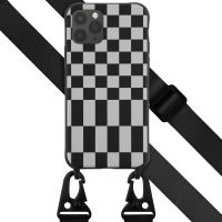 Selencia Siliconen design hoesje met afneembaar koord iPhone 11 Pro - Irregular Check Black