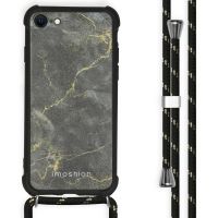 iMoshion Design Backcover met koord iPhone SE (2022 / 2020) / 8 / 7 - Black Marble