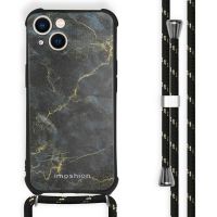 iMoshion Design Backcover met koord iPhone 13 - Black Marble
