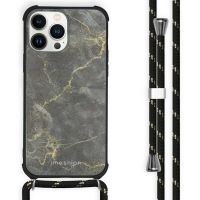 iMoshion Design Backcover met koord iPhone 13 Pro Max - Black Marble