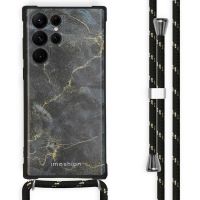 iMoshion Design Backcover met koord Samsung Galaxy S22 Ultra - Black Marble