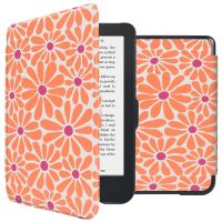 iMoshion Design Slim Hard Case Sleepcover Bookcase Kobo Clara 2E / Tolino Shine 4 - Orange Flowers Connect