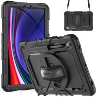 Accezz Rugged Backcover met schouderstrap Samsung Galaxy Tab S9 - Zwart
