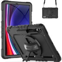 Accezz Rugged Backcover met schouderstrap Samsung Galaxy Tab S9 Plus - Zwart