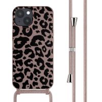iMoshion Siliconen design hoesje met koord iPhone 15 - Animal Pink