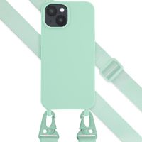 Selencia Siliconen hoesje met afneembaar koord iPhone 15 - Turquoise
