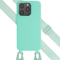 Selencia Siliconen hoesje met afneembaar koord iPhone 15 Pro - Turquoise