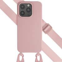 Selencia Siliconen hoesje met afneembaar koord iPhone 15 Pro - Sand Pink
