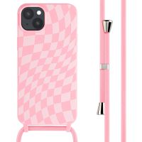iMoshion Siliconen design hoesje met koord iPhone 15 Plus - Retro Pink