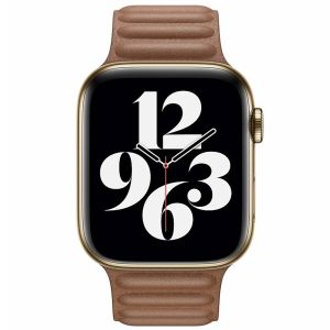 Apple Leather Link Apple Watch Series 1-9 / SE / Ultra (2) - 42/44/45/49 mm - Maat M/L - Saddle Brown