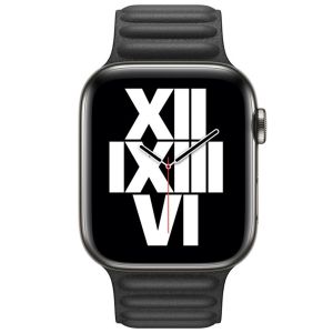 Apple Leather Link Apple Watch Series 1-9 / SE / Ultra (2) - 42/44/45/49 mm - Maat S - Black