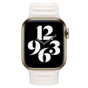 Apple Leather Link voor de Apple Watch Series 1-9 / SE - 38/40/41 mm - Maat M/L - Chalk