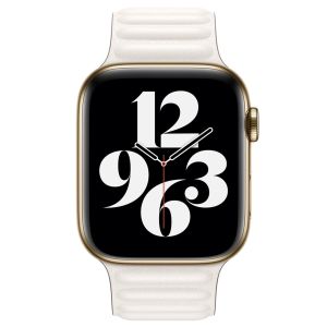 Apple Leather Link Apple Watch Series 1-9 / SE / Ultra (2) - 42/44/45/49 mm - Maat L - Chalk