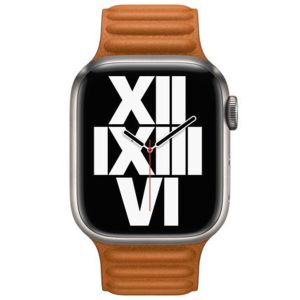 Apple Leather Link Apple Watch Series 1-9 / SE - 38/40/41 mm - Maat M/L - Golden Brown