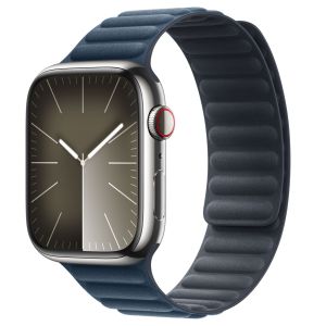 Apple Leather Link Apple Watch Series 1-9 / SE / Ultra (2) - 42/44/45/49 mm - Maat S/M - Baltic Blue