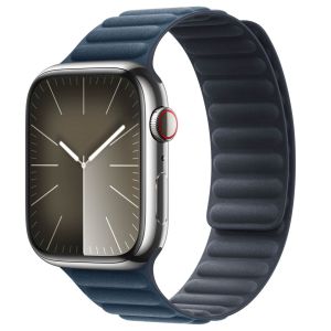 Apple Leather Link Apple Watch Series 1-9 / SE / Ultra (2) - 42/44/45/49 mm - Maat M/L - Baltic Blue
