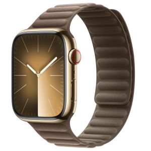 Apple Leather Link Apple Watch Series 1-9 / SE / Ultra (2) - 42/44/45/49 mm - Maat M/L - Taupe