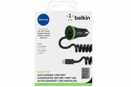 Belkin Car Charger 3,4A + USB poort en Micro-USB kabel