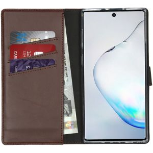Selencia Echt Lederen Bookcase Samsung Galaxy Note 10 - Bruin