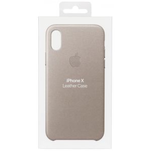 Apple Leather Backcover iPhone X - Taupe