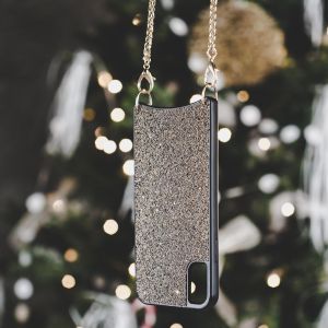iMoshion Sparkle Backcover met ketting iPhone Xr - Goud