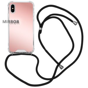 iMoshion Mirror Backcover met koord iPhone Xs / X - Rosé Goud