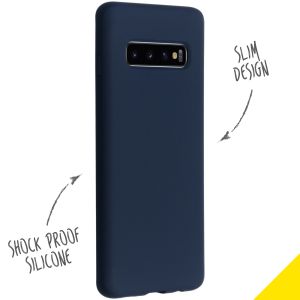 Accezz Liquid Silicone Backcover Samsung Galaxy S10 - Blauw