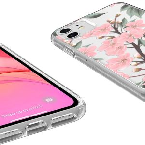 iMoshion Design hoesje iPhone 11 - Bloem - Roze / Groen