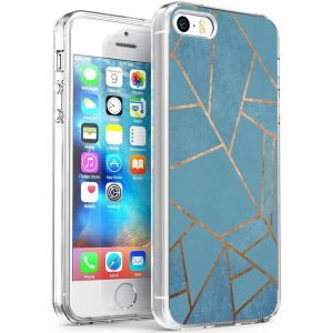 iMoshion Design hoesje voor de iPhone 5 / / SE - Grafisch - Blauw Goud | Smartphonehoesjes.nl