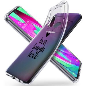 iMoshion Design hoesje Samsung Galaxy A40 - Live Laugh Love - Zwart