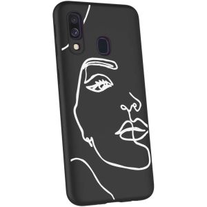 iMoshion Design hoesje Samsung Galaxy A40 - Abstract Gezicht - Wit