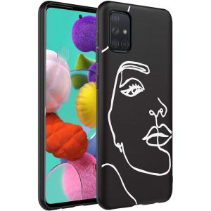 iMoshion Design hoesje Samsung Galaxy A71 - Abstract Gezicht - Wit