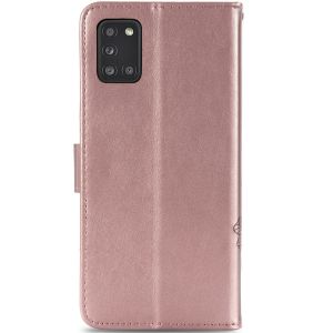 Klavertje Bloemen Bookcase Samsung Galaxy A31 - Rosé Goud