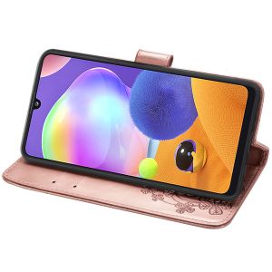Klavertje Bloemen Bookcase Samsung Galaxy A31 - Rosé Goud