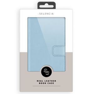 Selencia Echt Lederen Bookcase iPhone 12 Mini - Lichtblauw