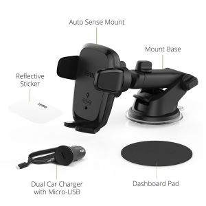 iOttie AutoSense Wireless Fast Charging Mount - Telefoonhouder auto - Dashboard en ventilatierooster - Zwart