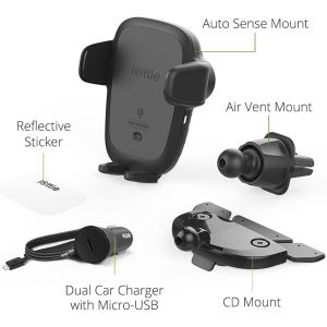iOttie AutoSense Wireless Fast Charging Mount - Telefoonhouder auto - Ventilatierooster en CD speler - Zwart