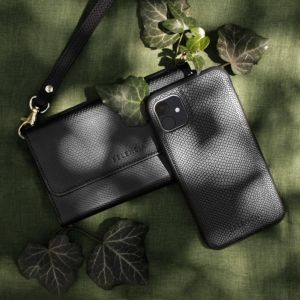 Selencia Tierra Uitneembare Slang Clutch iPhone 12 Mini - Zwart