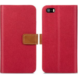 iMoshion Luxe Canvas Bookcase iPhone SE / 5 / 5s - Rood