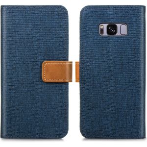 iMoshion Luxe Canvas Bookcase Samsung Galaxy S8 - Donkerblauw