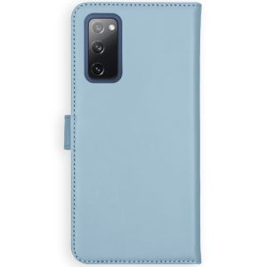 Selencia Echt Lederen Bookcase Samsung Galaxy S20 FE - Lichtblauw