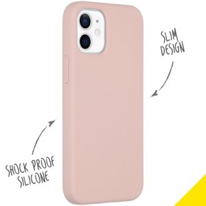 Accezz Liquid Silicone Backcover iPhone 12 Mini - Roze