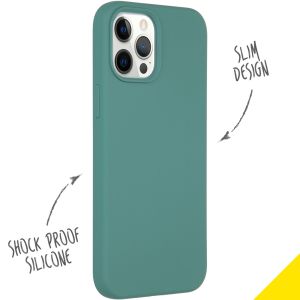 Accezz Liquid Silicone Backcover iPhone 12 Pro Max - Donkergroen