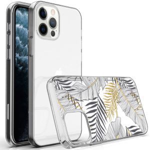 iMoshion Design hoesje iPhone 12 (Pro) - Bladeren / Zwart