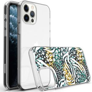 iMoshion Design hoesje iPhone 12 (Pro) - Jungle - Wit / Zwart